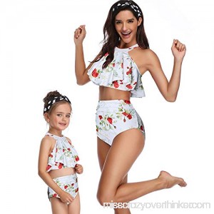 FEIBOLY Mother Girl Swimwear Two Pieces Print Bikini Set Girls Swimsuits for Women High Waisted Family Matching Swimsuit Gb White B07QB63YRK